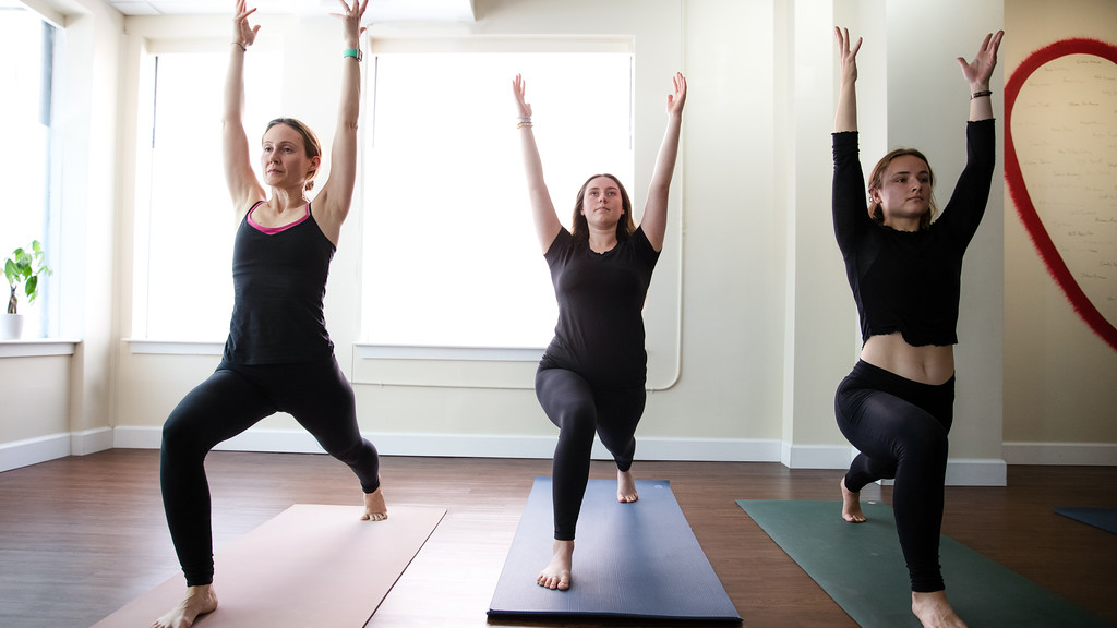 Yoga students at Franklin Street yoga, Chapel Hill, NC
